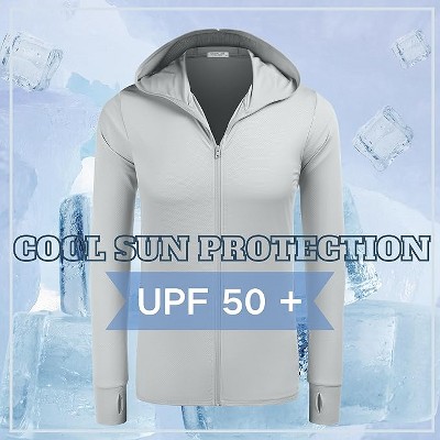 COOFANDY Men Full Zip UPF 50 Sun Protection Hoodie Jacket Long Sleeve Lightweight Breathable UV Shirts with Pockets Light Gray L — фото 4