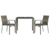 vidaXL 3 Piece Patio Dining Set with Cushions Gray Poly Rattan - 3 of 4