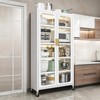GDFStudio Oren 65" Modern 6-Tier Metal Storage Cabinet with Wheels, Transparent Doors and Adjustable Shelves - 2 of 4
