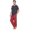 Ashford & Brooks Men's Woven Short Sleeve Jersey Top & Pajama Pants Set - 2 of 4