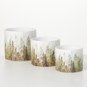 Forest Scene Planter Multicolor 5"H  Set of 3 - 1 of 4