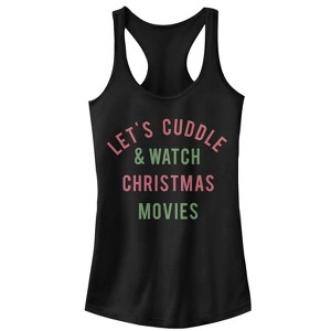 Juniors Womens CHIN UP Christmas Cuddles & Movies Racerback Tank Top - 1 of 4