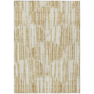 Gold Beige And Ivory Abstract Washable Indoor Outdoor Area Rug - 1 of 4