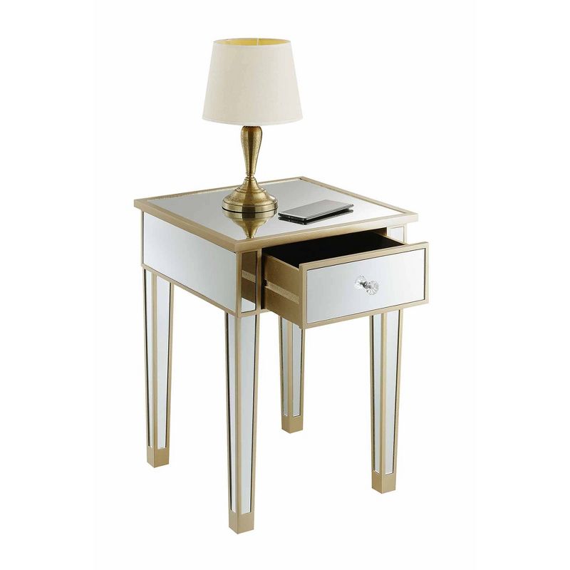 Gold Coast Mirrored End Table with Drawer - Breighton Home, 4 of 10