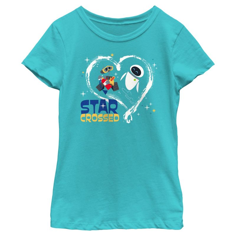 Girl's Wall-E Star Crossed Couple T-Shirt, 1 of 5