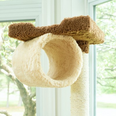 Tan Freestanding Cat Tree with Sisal Scratch Posts and Hammock