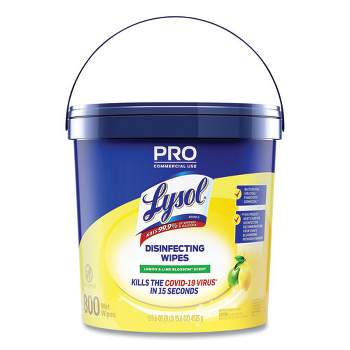 LYSOL Brand Professional Disinfecting Wipe Bucket, 1-Ply, 6 x 8, Lemon and Lime Blossom, White, 800 Wipes