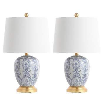 Set of 2 Kalel Table Lamps Blue/White (Includes LED Light Bulb) - Safavieh