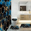 LunaLulinlk Bathroom Shower Curtain Set of 4, Sky Blue Honeycomb Marble Pattern - 3 of 4