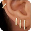 Small Gold Huggie Hoop Earrings Set for Women Men Hypoallergenic 14K Plated Stack Cartilage Earrings, Multiple Piercing - 2 of 4