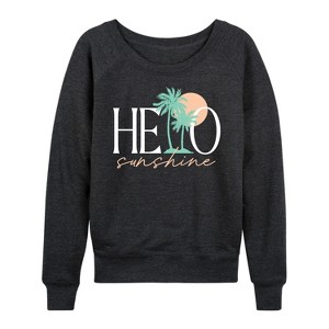 Women's - Instant Message - Hello Sunshine Palms Lightweight French Terry Wide Neck Long Sleeve Graphic Shirt - 1 of 4