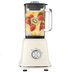 Itopfox 750W Professional Blender with 6-Cup Glass Jar, 6 Sharp Stainless Steel Blades for Smoothies, Shakes, Ice Crush, Juice, Puree, Soup in White - 1 of 4