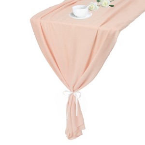 Unique Bargains  Light Elegant Romantic Chiffon Table Runner 27.5" x 118" 2 Pcs - 1 of 4
