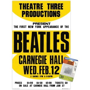 Trends International The Beatles - Carnegie Hall Unframed Wall Poster Print Clear Push Pins Bundle 14.725" x 22.375" - 1 of 4