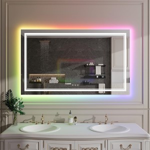 Whizmax Smart LED Bathroom Mirror - RGB Backlit & Frontlit Vanity Mirror with Anti-Fog, Dimmable 3-Tone Lighting - 1 of 4