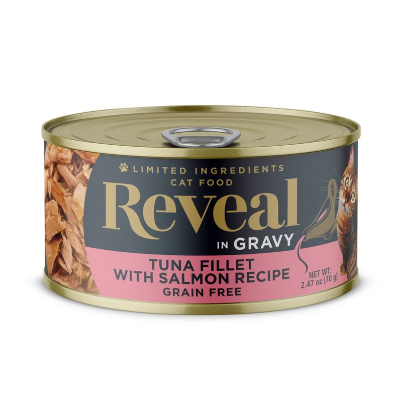 Reveal Natural Limited Ingredient Grain Free Tuna with Salmon in Gravy Wet Cat Food - 2.47oz, 1 of 6
