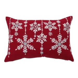 12"x18" Snowflakes Christmas Indoor Lumbar Throw Pillow Red - Pillow Perfect - 1 of 4