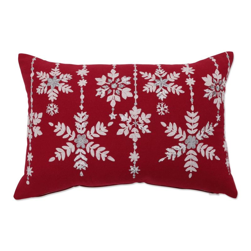 12&#34;x18&#34; Snowflakes Christmas Indoor Lumbar Throw Pillow Red - Pillow Perfect, 1 of 5
