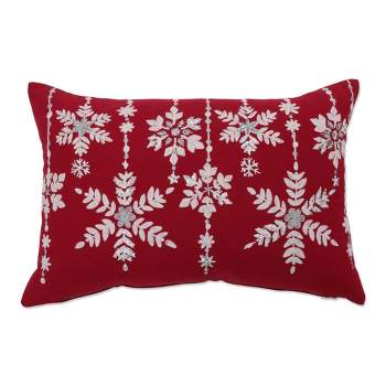 12"x18" Snowflakes Christmas Indoor Lumbar Throw Pillow Red - Pillow Perfect
