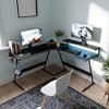 Bestier 55" L-Shaped Reversible Gaming Desk with Large Monitor Shelf, Cup Holder, and Headset Hook ,  Black - 3 of 4