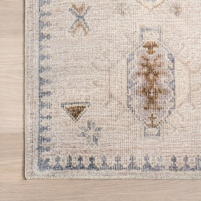 EasyCare 18" Square Beige Synthetic Stain-Resistant Accent Rug
