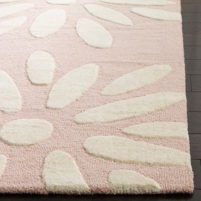 Hand-Tufted Pink Ivory Wool Kids 5' Square Area Rug