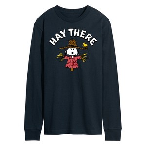 Men's - Peanuts - Snoopy Scarecrow Hay There Long Sleeve Graphic T-Shirt - 1 of 4