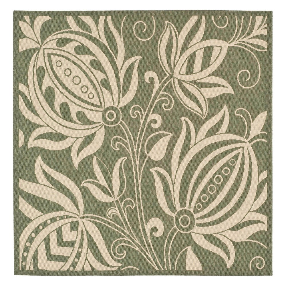 6'7inX6'7in Square Gori Patio Rug Olive/Natural - Safavieh