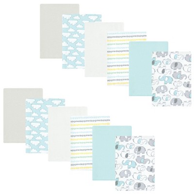 Image of Hudson Baby Cotton Flannel Burp Cloths Bundle, Neutral New Elephant, One Size