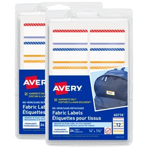Avery No-Iron Fabric Name Labels, Playful Stripes Preprinted Designs, Handwrite-Only, 2-Pack, 48 Preprinted Labels (21959) - 1 of 4