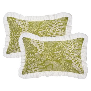 REGALWOVEN Fade-Resistant Leaf Print Ruffled Trim Bohemian Throw Pillow Cases 2 Pcs - 1 of 4