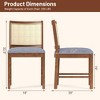 Costway Rattan Dining Chair Set of 2/4 w/ Rubber Wood Frame Linen Fabric Padded Seat - 3 of 4