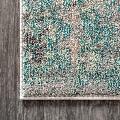 Serene Aqua Splash Abstract Square Rug - Easy Care 5'x5'