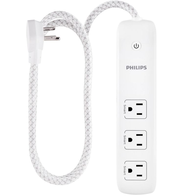 Philips 4&#39; Smart Plug 3-Outlet Extension Cord - White, 1 of 16