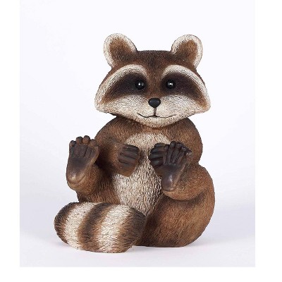 11.25" Polyresin Raccoon Sitting Outdoor Statue Brown - Hi-Line Gift