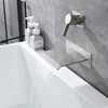 Sumerain Waterfall Wall Mount Tub Filler Brushed Nickel with Valve Single Two Handle, High Flow Rate - 4 of 4