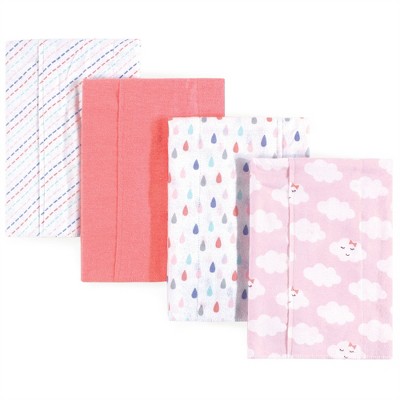 Luvable Friends Baby Girl Cotton Flannel Burp Cloths 4pk, Girl Clouds, One Size