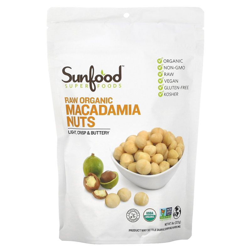 Sunfood Raw Organic Macadamia Nuts, 8 oz (227 g), 1 of 3