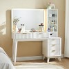 48" Fluted Makeup Vanity Desk with 36" HD Lighted Mirror & Drawers, Modern Big Vanity Table with Glass Top & Charging Station for Bedroom - 2 of 4