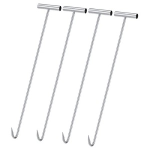 Unique Bargains Stainless Steel T-Handle Kitchen Butcher Shop Meat Boning Hook 4 Pcs - 1 of 3