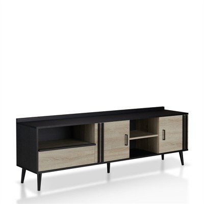 Trubico Mid-Century Wood 70-Inch TV Stand in Black - Furniture of America