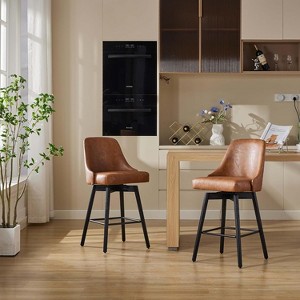 Jojoka Mid Century Bar Chairs with Back & Wood Legs - 1 of 4