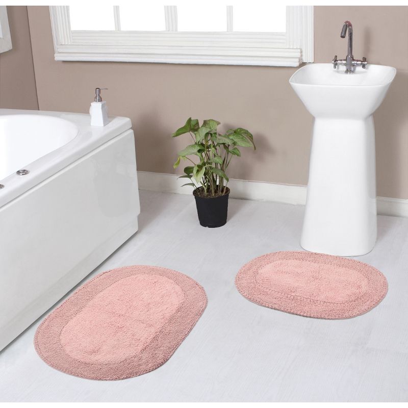 Double Ruffle Collection Cotton Ruffle Pattern Tufted Set of 2 Bath Rug Set - Home Weavers, 1 of 5