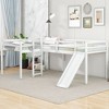 Sapphtopaz L-Shaped Twin Size Loft Bed with Slide,Space-Saving Double Beds with Ladder & Guardrail,Wood Loft Bed for Kids,Boys&Girls,Nursery - 2 of 4
