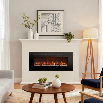 IHOMEADORE Black Crystal Insert Electric Fireplace with Remote and LED