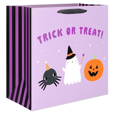 Extra Large Square Halloween Gift Bag Spider and Pumpkin