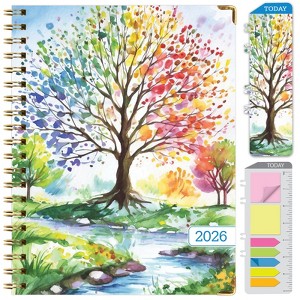 HARDCOVER 2026 Planner, 8.5"x11": 14 Months (Nov 2025-Dec 2026), Daily/Weekly/Monthly,  Bookmark, Pocket Folder w Sticky Notes (Tree Seasons) - 1 of 4