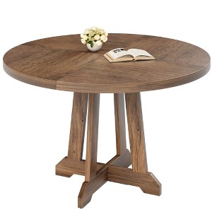 Round Dining Table for 4, 47-inch Circle Pedestal Table for Kitchen and Dining Room - 1 of 4