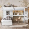 NicBex Twin over Twin Bunk Bed with Desk Wooden Bed Frame with Cabinet, Shelves, Storage Stairs and Guardrail, No Box Spring Required - 2 of 4