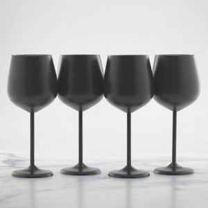 Cambridge Silversmiths Set of 4 18oz Stainless Steel Wine Glasses Black - 1 of 3